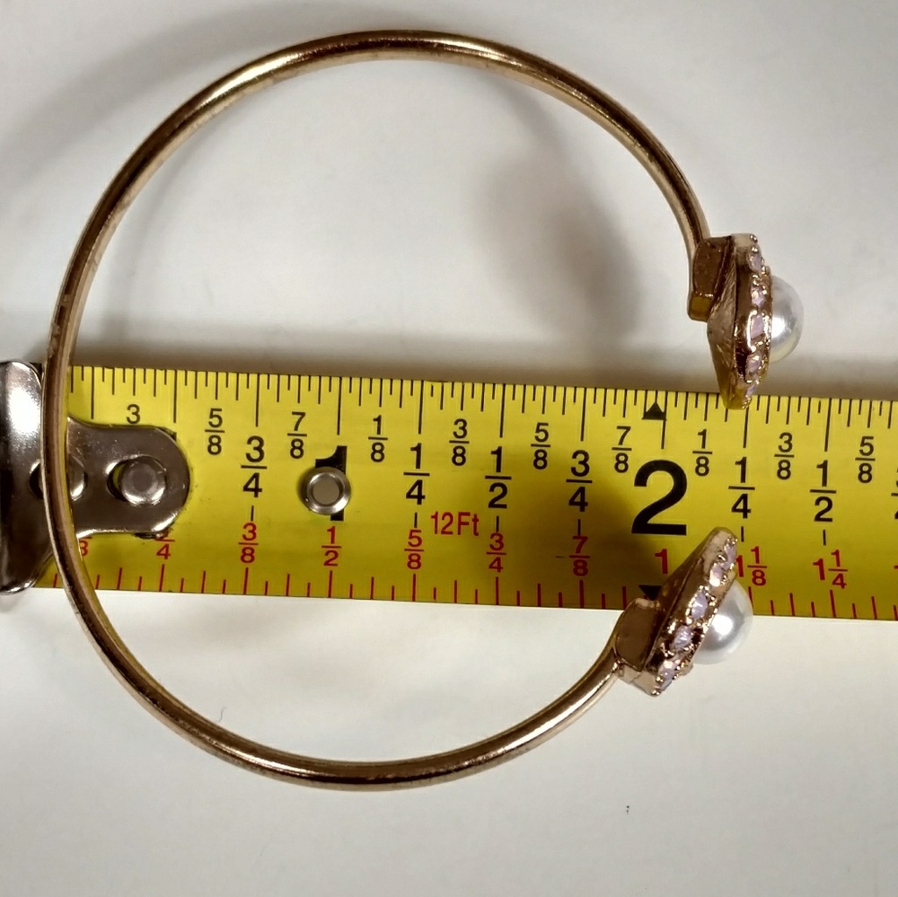 Vintage bracelet with faux pearl and rhinestones - Picture 5 of 7